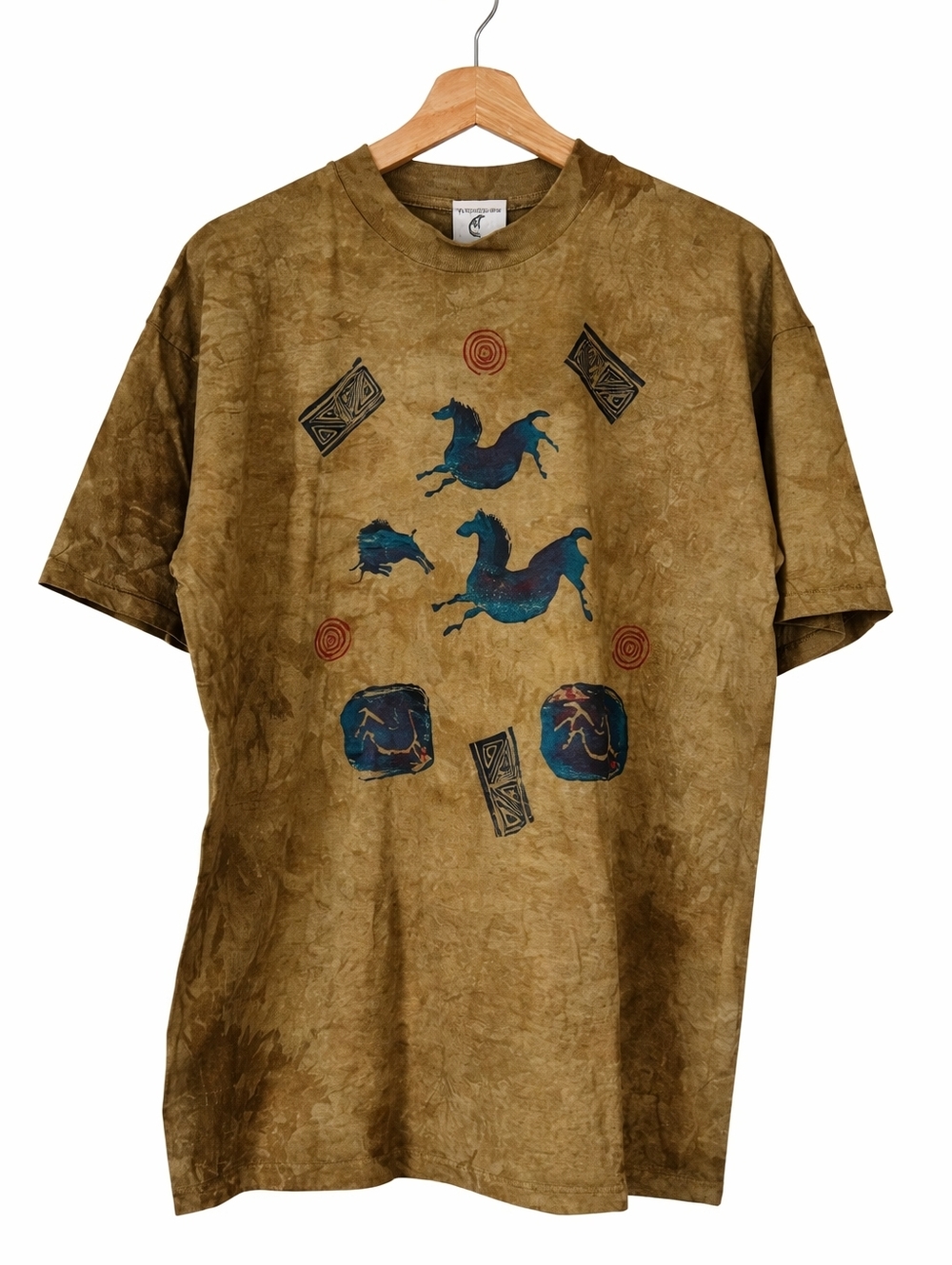 Vintage Primitives Andrea Bragg Horse Graphic Shirt XL Tie Dye Southwestern USA